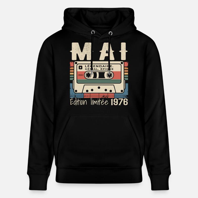 Mai 1976 - Sweat à capuche bio CRUISER Stanley/Stella Unisexe - noir