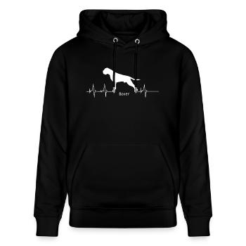 Boxer Shirt-Heartbeat - Stanley/Stella Unisex Bio-Hoodie CRUISER  - Schwarz - Vorne - Alina (178cm) & Michal (187cm)