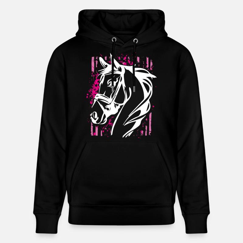 Graffiti-Stil Pferd mit Pinkem Farbsplash - Stanley/Stella Unisex Bio-Hoodie CRUISER  - Schwarz