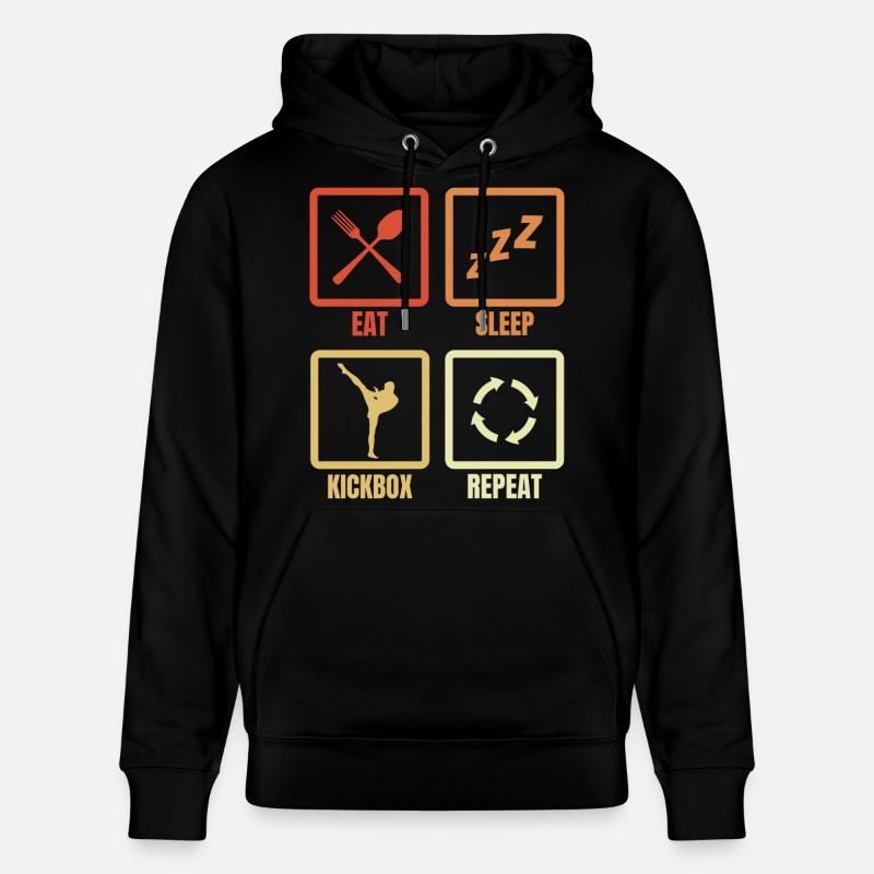 Manger, dormir, kickboxer, répéter - Sweat à capuche bio CRUISER Stanley/Stella Unisexe - noir