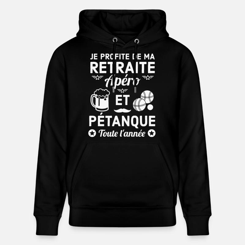 Retraite Apéro Pétanque Fun - Sweat à capuche bio CRUISER Stanley/Stella Unisexe - noir