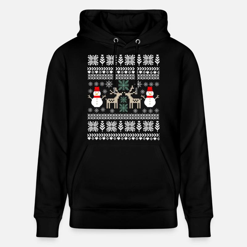 Rétro Noël Pixel - Sweat à capuche bio CRUISER Stanley/Stella Unisexe - noir