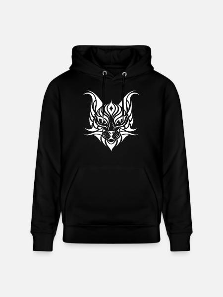 Cat Pet Tribal Tattoo - Stanley/Stella CRUISER Unisex Organic Hoodie - black