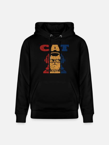 DJ Cat Retro Design - Stanley/Stella CRUISER Unisex Organic Hoodie - black
