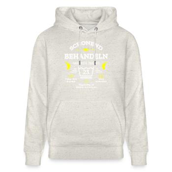 SCHONEND BEHANDELN 23. GEBURTSTAG - Stanley/Stella Unisex Bio-Hoodie CRUISER  - Beige meliert - Vorne - Alina (178cm) & Michal (187cm)