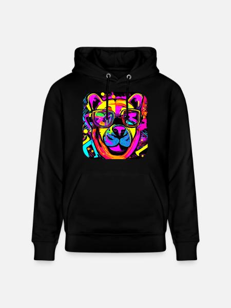 Neon Style Bear Neon Sign - Stanley/Stella CRUISER Unisex Organic Hoodie - black