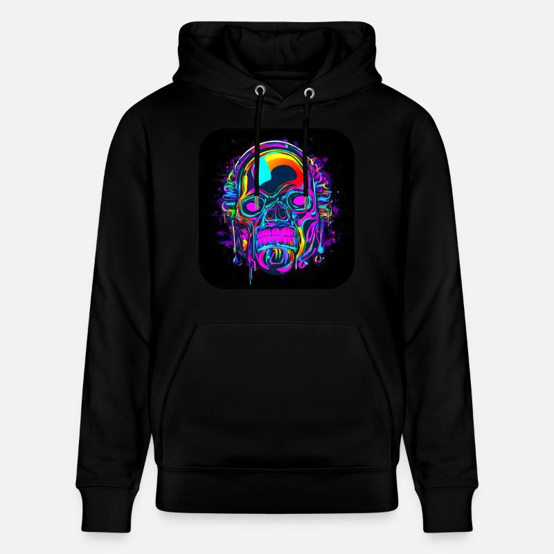 Neon Crâne Abstrait Style Cyberpunk - Sweat à capuche bio CRUISER Stanley/Stella Unisexe - noir