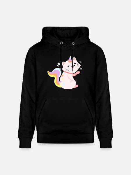 Siddende Caticorn - Funny Caticorn Kat - Stanley/Stella CRUISER økologisk unisex-hoodie - sort