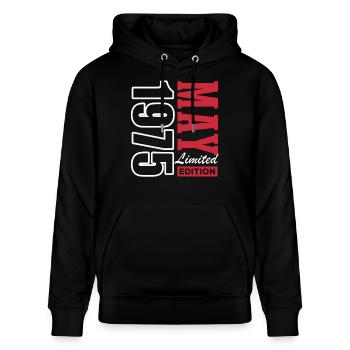 Limited Edition May 1975 Birthday Gift - Stanley/Stella CRUISER Unisex Organic Hoodie - black - Front - Alina (178cm) & Michal (187cm)