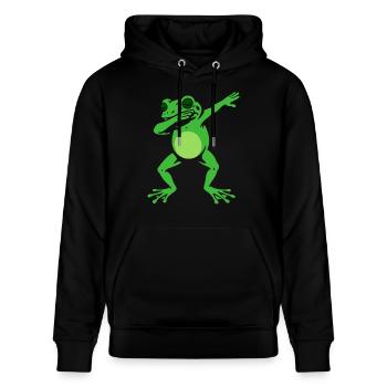 Dabbing Frog - Dab Dance - Cadeau - Sweat à capuche bio CRUISER Stanley/Stella Unisexe - noir - Devant - Alina (178cm) & Michal (187cm)
