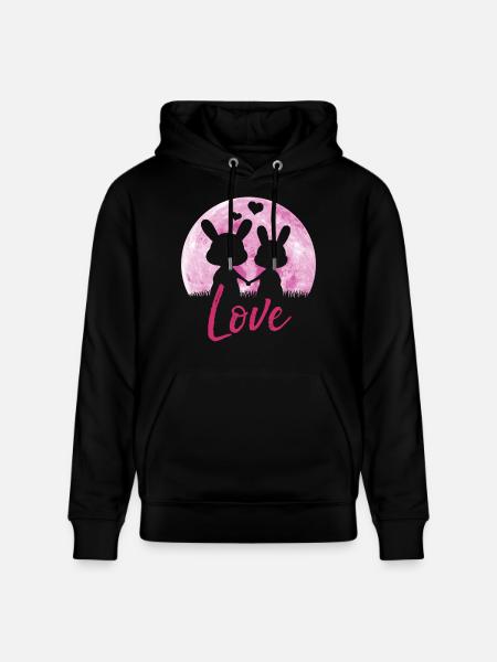 Bunny love - Valentine's Day gift - Stanley/Stella CRUISER Unisex Organic Hoodie - black