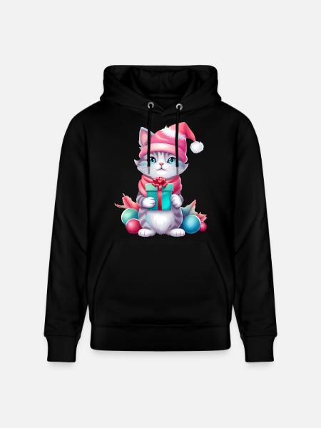 Christmas Cat Magic - Stanley/Stella CRUISER Unisex Organic Hoodie - black