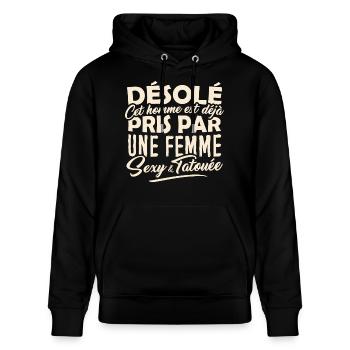 Cet Homme est pris par une Femme Sexy & Tatouée - Sweat à capuche bio CRUISER Stanley/Stella Unisexe - noir - Devant - Alina (178cm) & Michal (187cm)