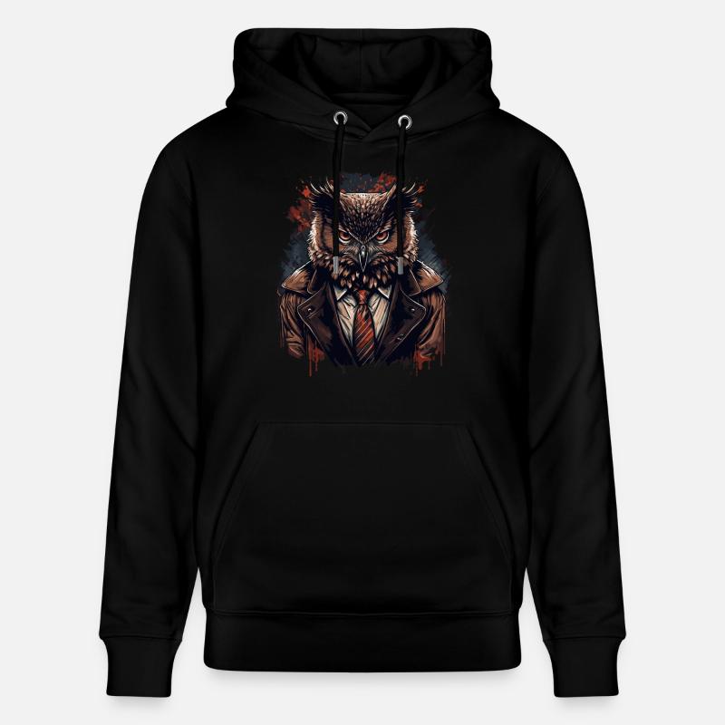 Hibou avec cravate - Sweat à capuche bio CRUISER Stanley/Stella Unisexe - noir
