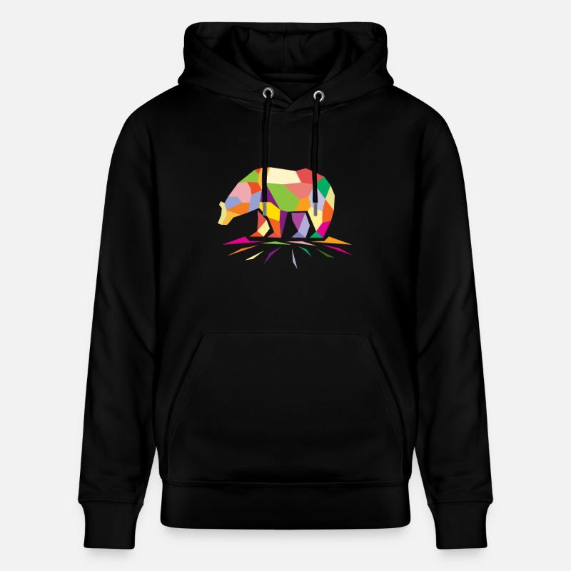 Ours polygone - Sweat à capuche bio CRUISER Stanley/Stella Unisexe - noir