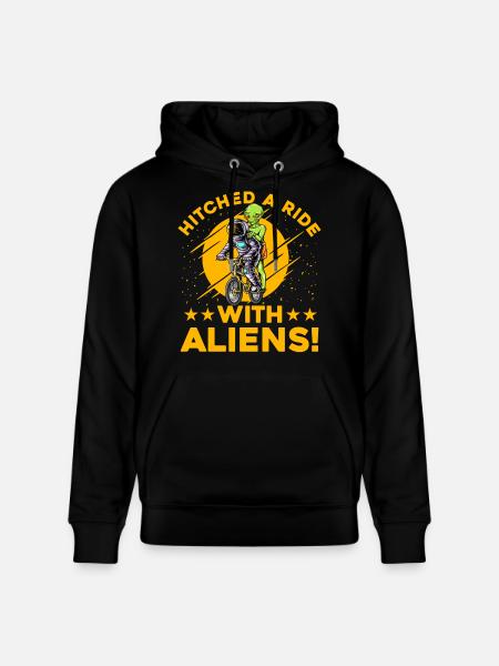 Hitched a Ride with Aliens - Stanley/Stella CRUISER Unisex Organic Hoodie - black