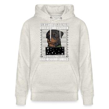 Rottweiler Stalker Lustiger Spruch - Stanley/Stella Unisex Bio-Hoodie CRUISER  - Beige meliert - Vorne - Alina (178cm) & Michal (187cm)