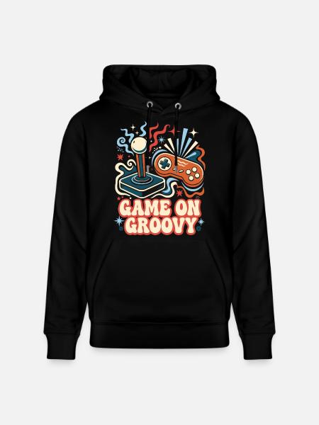 Game On Groovy Retro Gaming - Stanley/Stella CRUISER Unisex Organic Hoodie - black