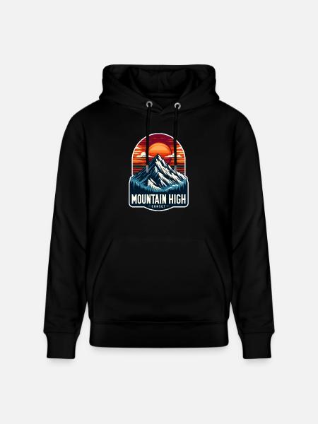 Mountain High - Berg Illustration - Stanley/Stella CRUISER Unisex Organic Hoodie - black