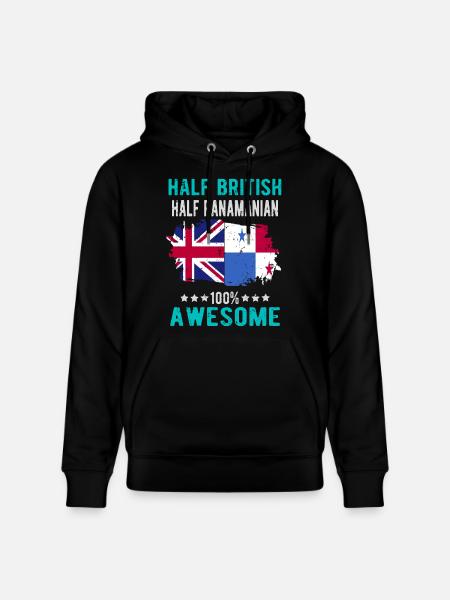 Half British Half Panama - Stanley/Stella CRUISER Unisex Organic Hoodie - black