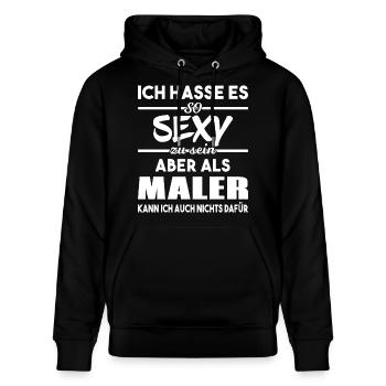 Sexy Maler - Stanley/Stella Unisex Bio-Hoodie CRUISER  - Schwarz - Vorne - Alina (178cm) & Michal (187cm)