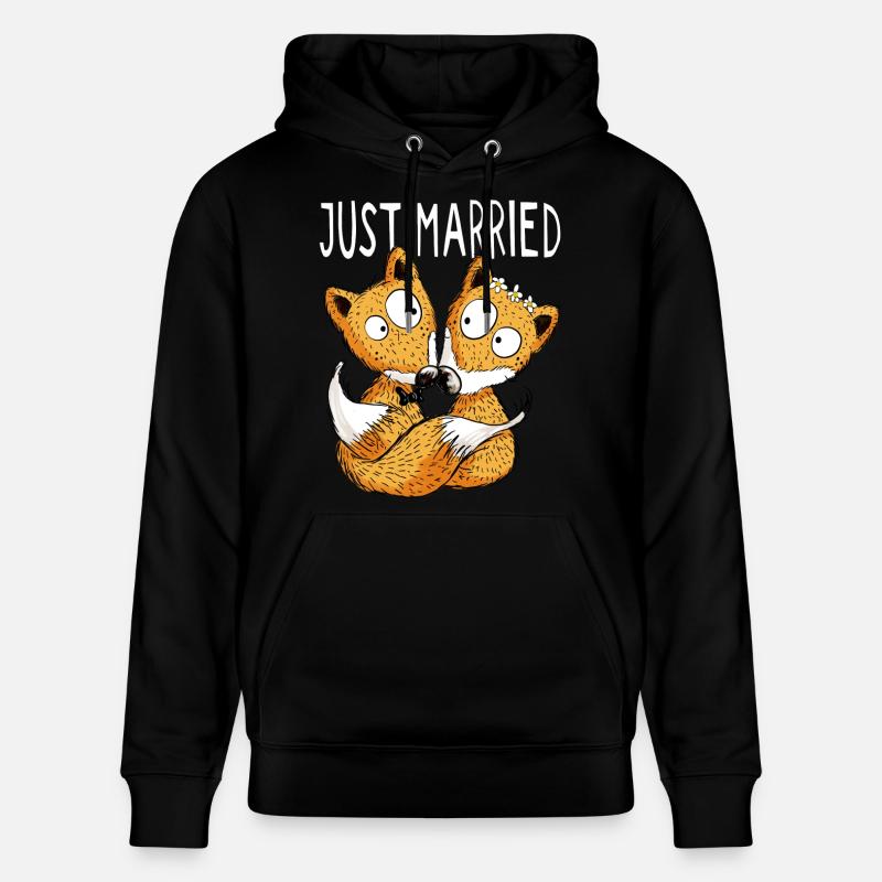 Just Married Renards - Mariage - Cadeau - Sweat à capuche bio CRUISER Stanley/Stella Unisexe - noir