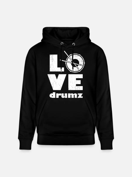Minimalist Love Drum Design - Stanley/Stella CRUISER Unisex Organic Hoodie - black
