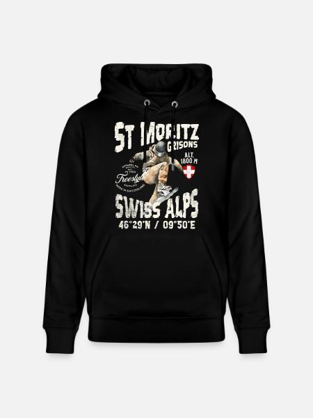 Schweizer Alpin- und Mountain-Skateboarder - Stanley/Stella Unisex Bio-Hoodie CRUISER - Schwarz