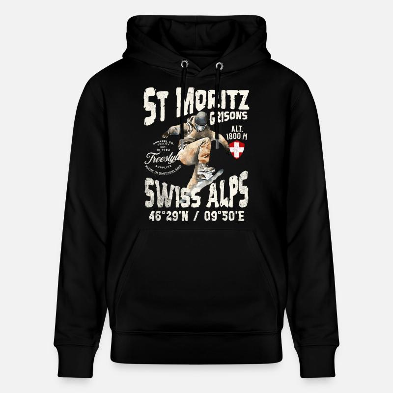 Schweizer Alpin- und Mountain-Skateboarder - Stanley/Stella Unisex Bio-Hoodie CRUISER  - Schwarz