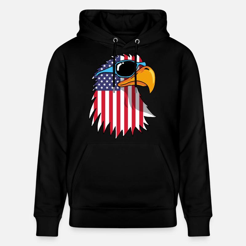 Aigle et drapeau américain - Sweat à capuche bio CRUISER Stanley/Stella Unisexe - noir