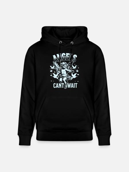 Engel-T-skjorte unisex Engler kan ikke vente VintageTee - Stanley/Stella CRUISER økologisk unisex-hettegenser - svart
