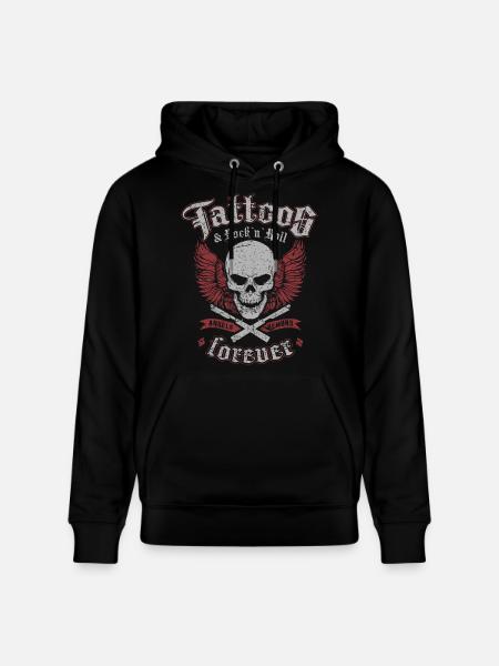 Tattoos & Rock N Roll Forever - Stanley/Stella CRUISER Unisex Organic Hoodie - black