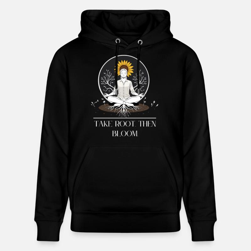 Motif de racines méditatives avec tournesol - Sweat à capuche bio CRUISER Stanley/Stella Unisexe - noir
