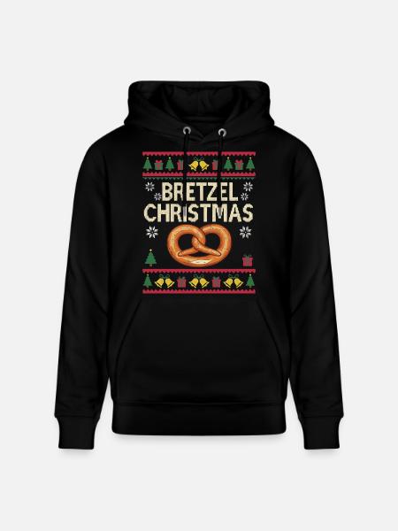 Pretzel Christmas Funny Baker Gift - Stanley/Stella CRUISER Unisex Organic Hoodie - black