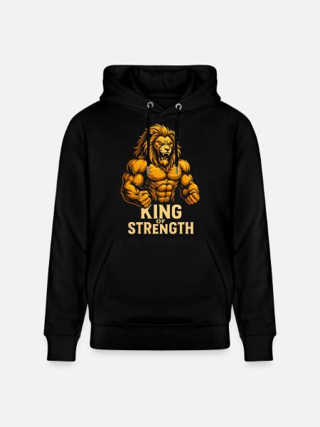 King of Strength Lion Motif - Stanley/Stella CRUISER Unisex Organic Hoodie - black