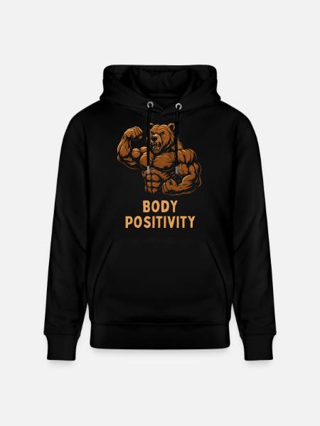 Strong Bear Body Positivity - Stanley/Stella CRUISER Unisex Organic Hoodie - black