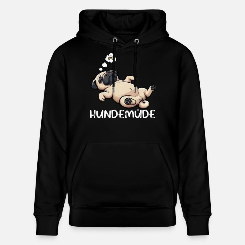 Hundemüde Mops Möpse Mopsbesitzer Mopsliebhaber - Stanley/Stella Unisex Bio-Hoodie CRUISER - Schwarz