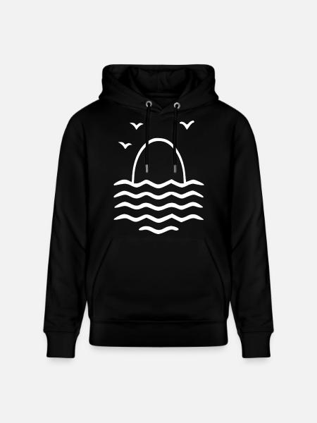 Sunset Over Waves - Minimal - Stanley/Stella CRUISER Unisex Organic Hoodie - black