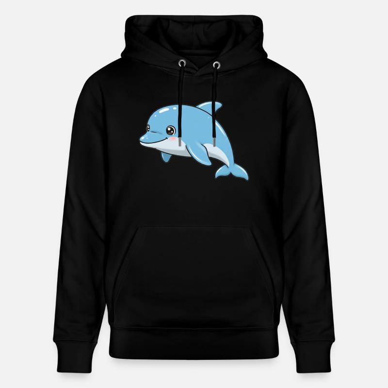 Dessin animé animalier dauphin - Sweat à capuche bio CRUISER Stanley/Stella Unisexe - noir