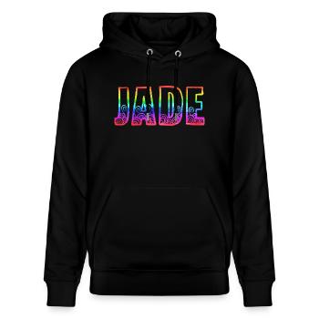 jade rs regenbogen - Stanley/Stella Unisex Bio-Hoodie CRUISER  - Schwarz - Vorne - Alina (178cm) & Michal (187cm)