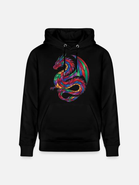 Buntglas-Drachen-Mosaik-Fantasie - Stanley/Stella Unisex Bio-Hoodie CRUISER - Schwarz