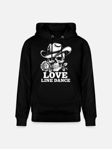 Skull Cowboy Love Line Dance - Stanley/Stella CRUISER Unisex Organic Hoodie - black