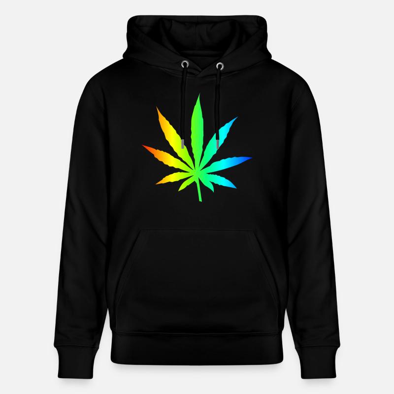 Marihuana-Blatt-Regenbogen - Stanley/Stella Unisex Bio-Hoodie CRUISER - Schwarz