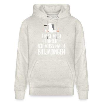 Lasst mich durch ich muss nach Butjadingen Möwe - Stanley/Stella Unisex Bio-Hoodie CRUISER  - Beige meliert - Vorne - Alina (178cm) & Michal (187cm)