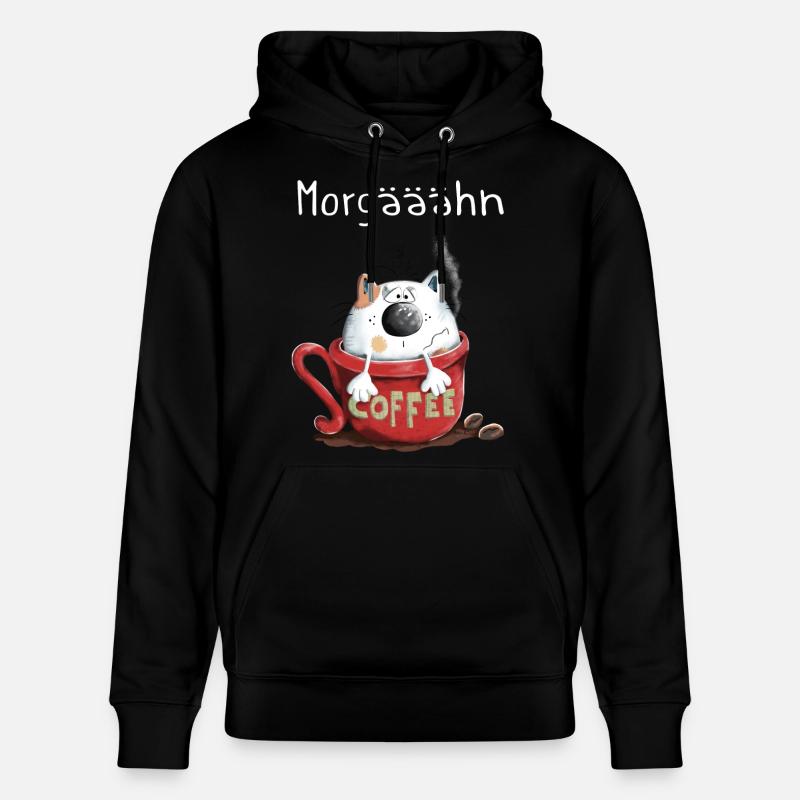 Morgähn Kaffee - Katze - Comic - Stanley/Stella Unisex Bio-Hoodie CRUISER  - Schwarz
