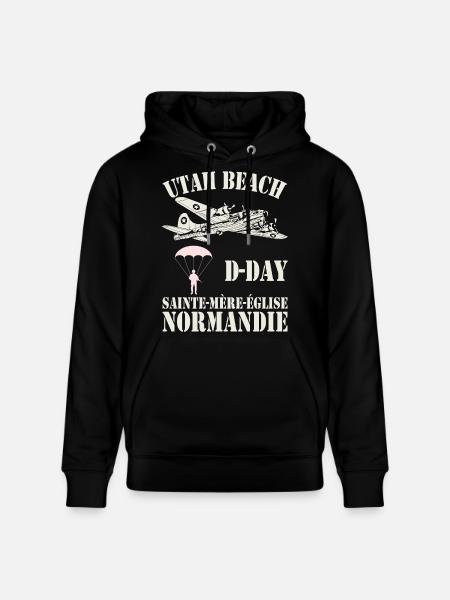Utah Beach D-Day Sainte-Mère-Église - Stanley/Stella CRUISER Unisex Organic Hoodie - black