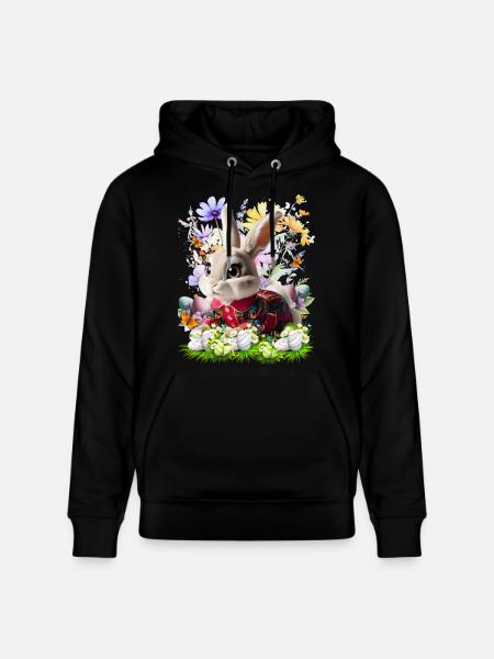 Osterhase im Blumenfeld - Stanley/Stella Unisex Bio-Hoodie CRUISER  - Schwarz