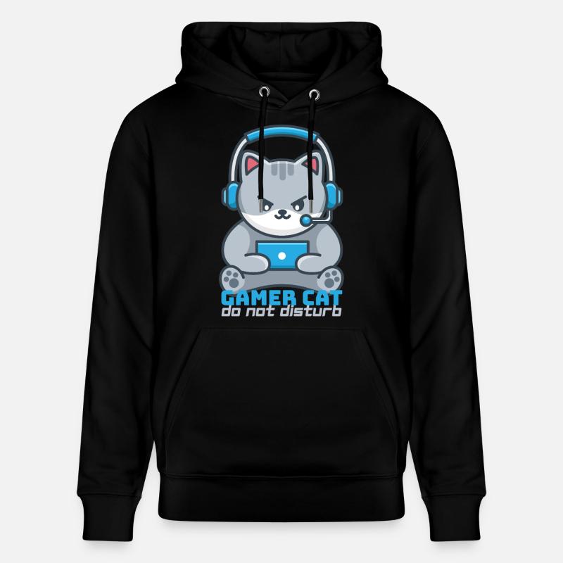 Chat Gamer Casque Bleu - Sweat à capuche bio CRUISER Stanley/Stella Unisexe - noir