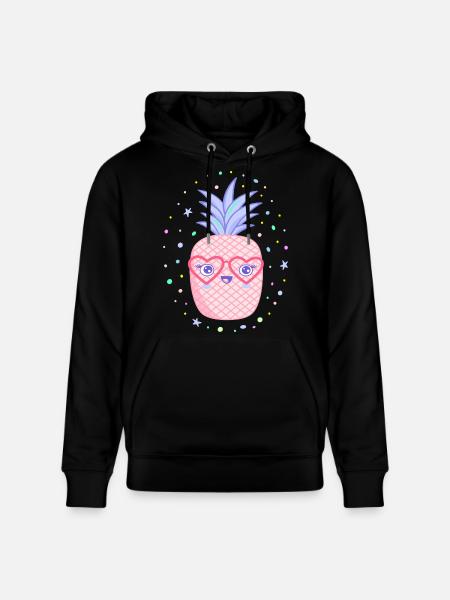 Rosa Ananas Herzbrille Kawaii - Stanley/Stella Unisex Bio-Hoodie CRUISER - Schwarz