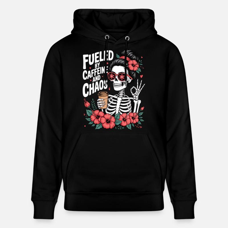Mutter Koffein Mutter Skelett Kaffee - Stanley/Stella Unisex Bio-Hoodie CRUISER - Schwarz